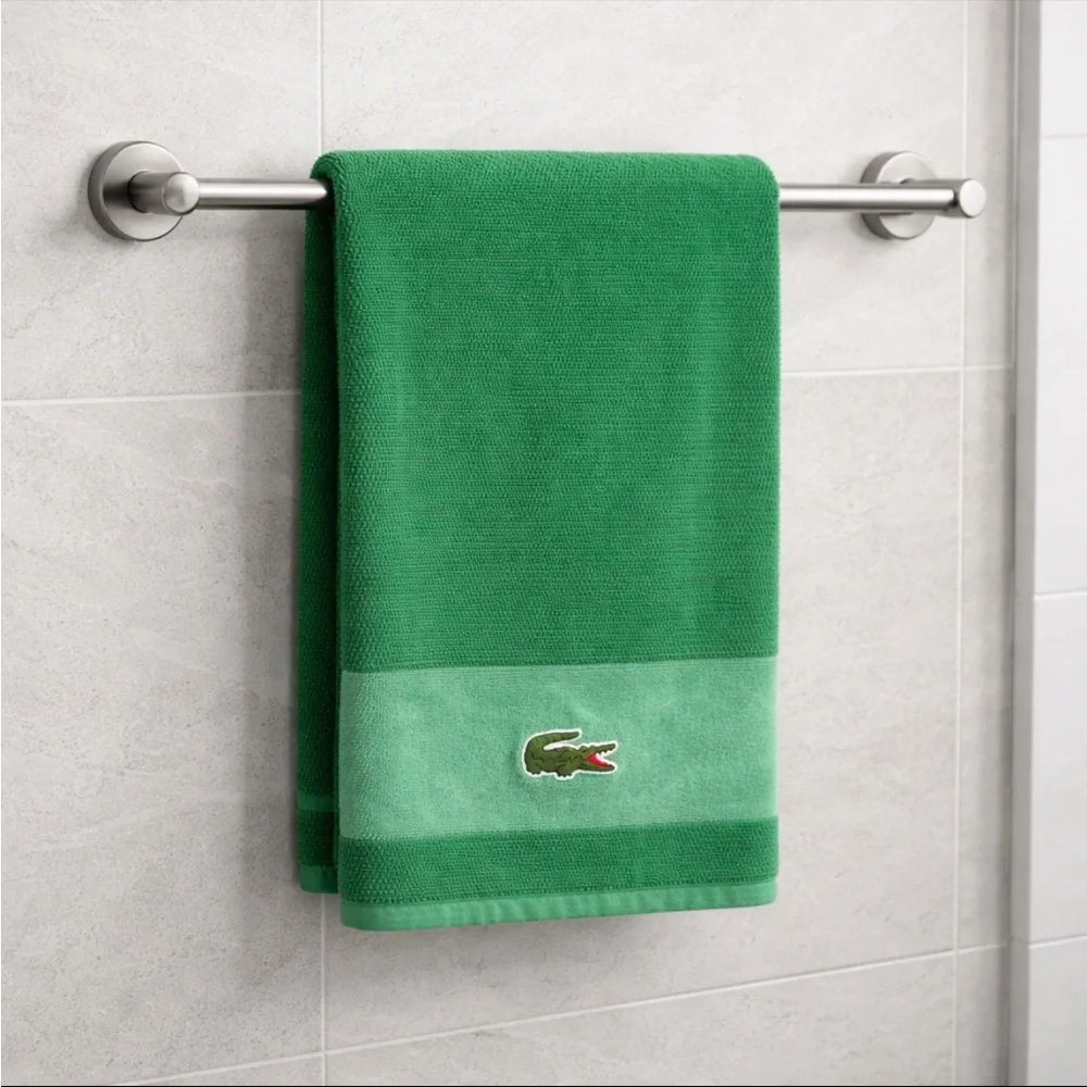 Lacoste Green Cotton Bath Towel